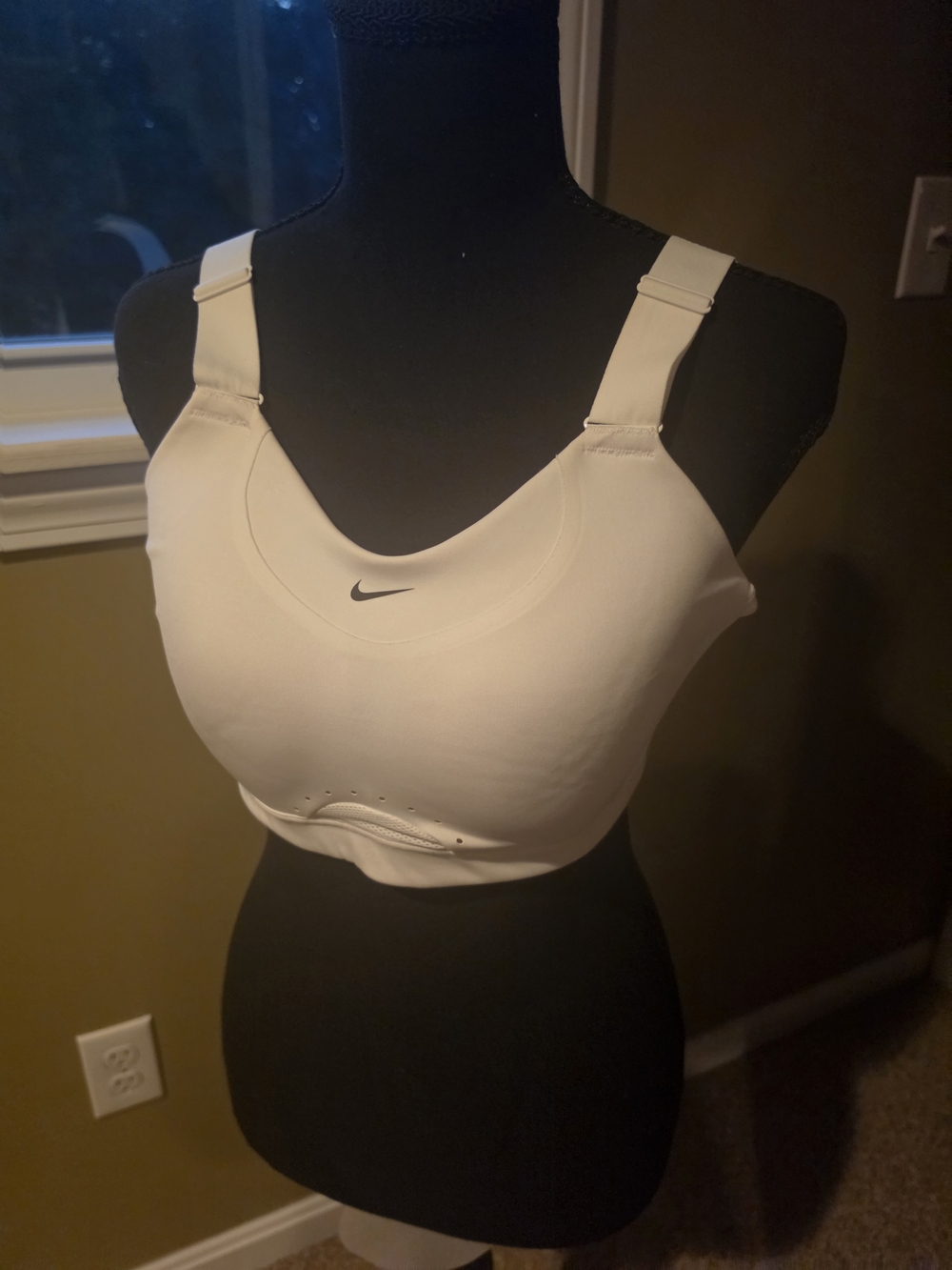 Nike White Adjustable-Strap High Support Sports Bra
